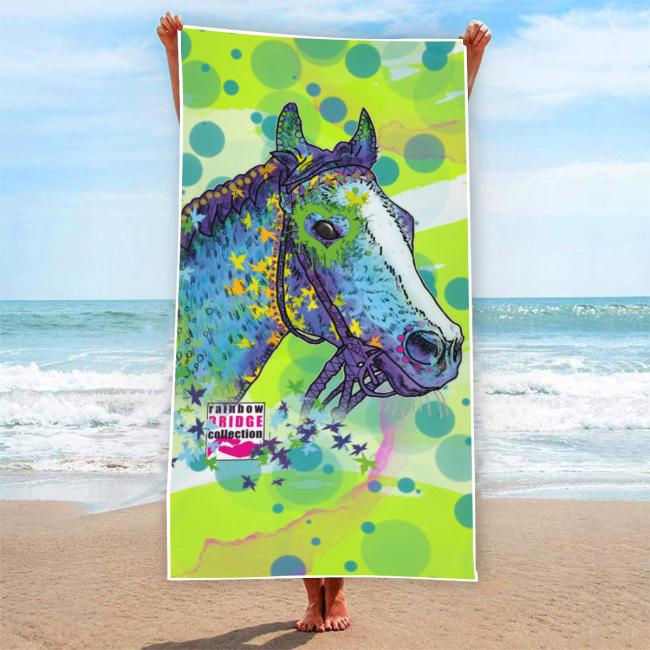 Preview: Badehandtuch Tasci– Popart-Pferdemotiv, 75x165 cm, 100 % Polyester, weich & schnelltrocknend